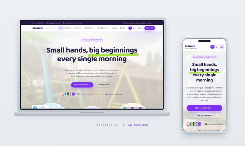 GROWORA — Kindergarten & Preschool PHP Website Template