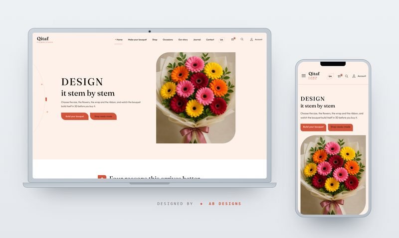 Qitaf – Florist Studio & 3D Bouquet Builder HTML Template